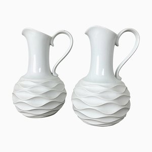 Op Art Biscuit Porcelain Jug Vases by Edelstein Bavaria, Germany, 1970s, Set of 2