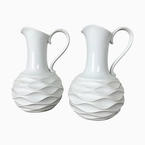 Vases Op Art Biscuit en Porcelaine par Edelstein Bavaria, Allemagne, 1970s, Set de 2