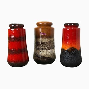 Fat Lava Ceramic 549 Vases from Scheurich, Germany, 1970s, Set of 3