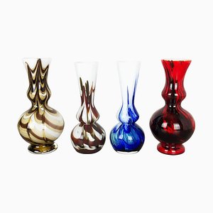 Mehrfarbige Vintage Vintage Florence Vasen aus Opalglas, Italien, 1970er, 4er Set