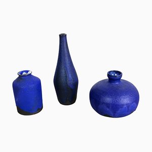 Vases Studio Pottery en Céramique par Gerhard Liebenthron, Allemagne, 1960s, Set de 3