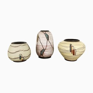 Vases en Céramique par Franz Schwaderlapp pour Sawa Ceramic, Allemagne, 1960s, Set de 3