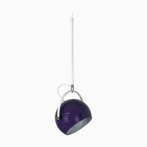 Lámpara colgante Pop Art estilo Panton ajustable con foco morado, años 70