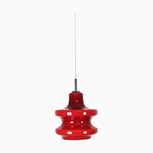 German Red Opal Glass Hanging Light from Peill & Putzler, Germany