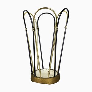 Metal Brass Modernist Bauhaus Umbrella Stand, Germany, 1950s