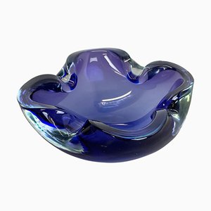 Heavy Blue Murano Glass Shell Bowl or Ashtray, Italy, 1970s