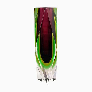 Vaso grande in vetro di Murano sommerso a 4 colori di Flavio Poli, Italia, anni '70