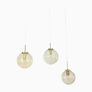German Glass Ball Pendant Lamps from Glashütte Limburg, Set of 3