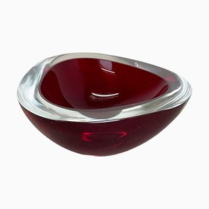 Large Red Murano Glass Ashtray, Italy, 1970s