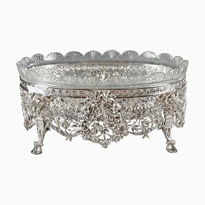 19th Century Silver and Cut-Crystal Jardinière