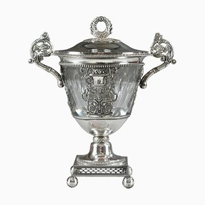 French Restoration Era Silver and Crystal Candy Dish