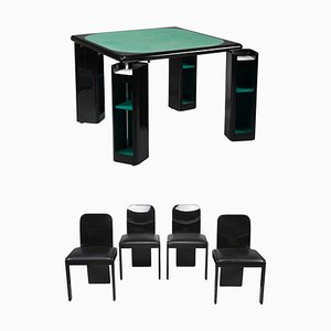 Italian Game Table and Chairs by Pierluigi Molinari for Pozzi, 1970s, Set of 5