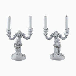 19th Century Napoleon III Bisque Candlesticks in the Style of Sevres, Set of 2