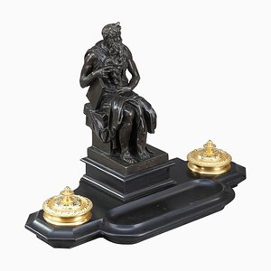 19th Century Napoleon III Marble Inkwell After Michelangelo's Moses