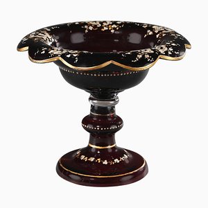 19th Century Bohemian Crystal Cup in Ruby Red with Enameled Decoration