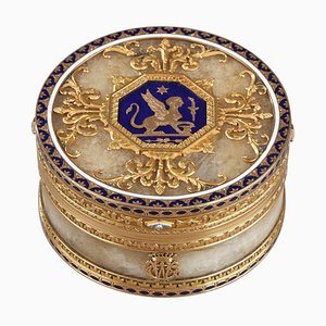 Quartz and Gold Snuff Box with Enamel and Diamond from Rozet and Fishmeister