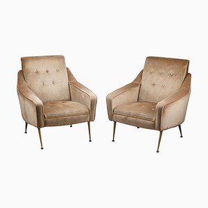 Set of Velvet Bergère Chairs, 1950s