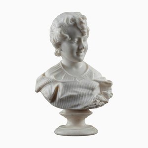 19th Century Alabaster Bust of a Young Girl