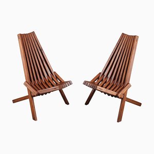 Sedie pieghevoli in teak, Scandinavia, set di 2