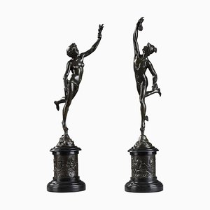 Sculptures en Bronze d'Après Jean de Bologne, Fortune et Mercure, Set de 2