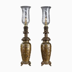 Chinesische Kerosin Lampen mit Vögeln, 2er Set