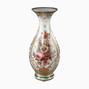 Louis-Philippe Emaillierte Vase aus Opalglas, 19. Jh.