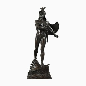 Escultura de bronce del guerrero de finales del siglo XIX de Auguste De Wever