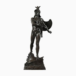 Sculpture Le Guerrier en Bronze Fin 19ème Siècle par Auguste De Wever