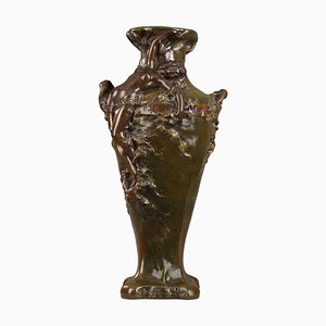Spätes 19. Jh. Jugendstil Vase aus Bronze von Marcel Debut
