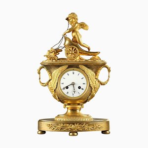 Early 19th-Century Empire Mantel Clock with Cupid in a Chariot