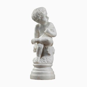 20th Century Marble Putto with Springs of Wheat Figure
