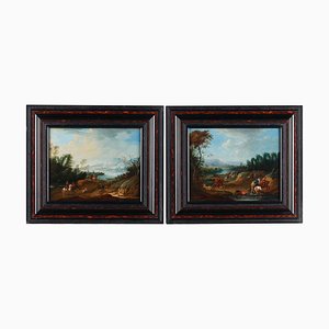 After Elias Martin, Landscapes, Oil on Panels, Framed, Set of 2