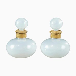 Early 19th-Century Charles X White Opaline Perfume Bottles, Set of 2