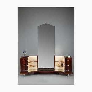 Dressing Table and Chair in Macassar Ebony Veneer, Set of 2