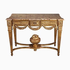 Consolle in stile Luigi XVI in legno intagliato e dorato