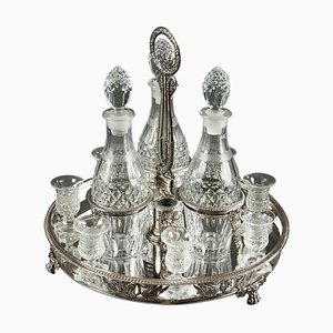 Charles X Cut-Crystal and Silver Plated Liqueur Service, Set of 11