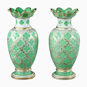 Napoleon III Vases in Opaline Overlay, Set of 2