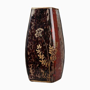Vase Art Nouveau en Verre Moucheté par Ernest Léveillé