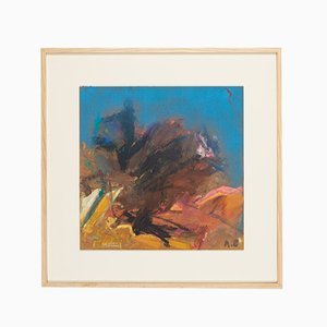 Composición abstracta, óleo sobre tabla, enmarcado