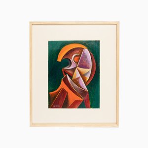 Cubist Portrait, Oil on Panel, Framed