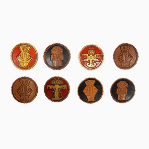 Peruvian Leather Plaques, 1950s, Set of 8