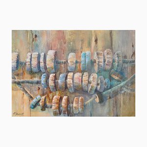 Fabien Renault, Flotteurs de filets de pêche, 2021, Acrylic on Canvas
