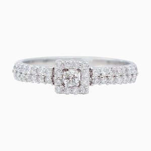 White Diamond & 18 Karat White Gold Engagement Ring