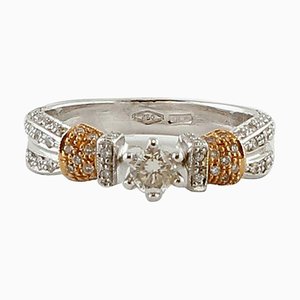 Diamond, 18 Karat White and Rose Gold Engagement Ring