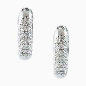 Diamond & 18 Karat White Gold Hoop Earrings, Set of 2