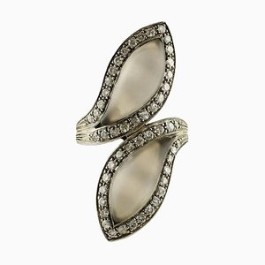Diamond, Rock Crystal, White Gold and Silver Fashion Ring