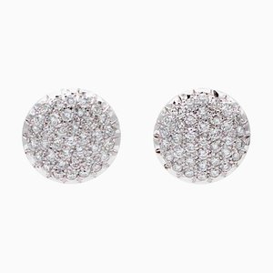 Diamond & 18 Karat White Gold Stud Earrings, Set of 2