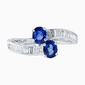 Diamond, Sapphire & 18 Kt White Gold Ring
