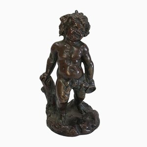 Figura infantil Bacchus de bronce de E. Pasteur, siglo XIX