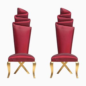 Set of Gold and Red Chairs
